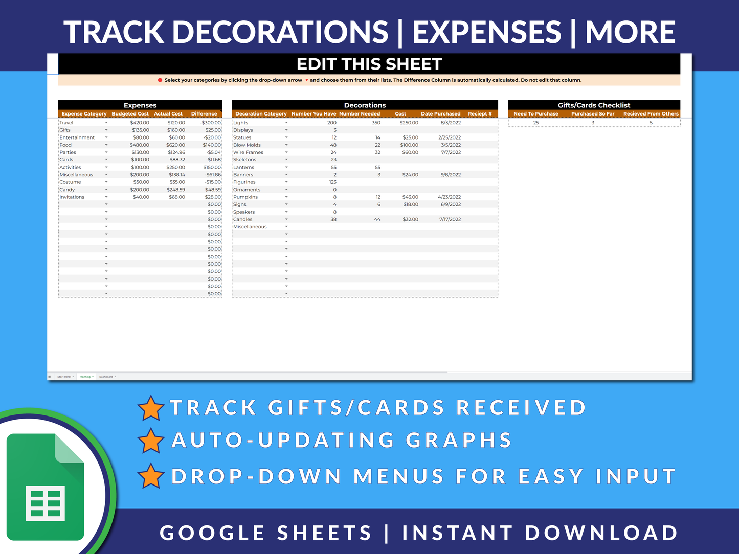 Ultimate Halloween Budget Planner Template