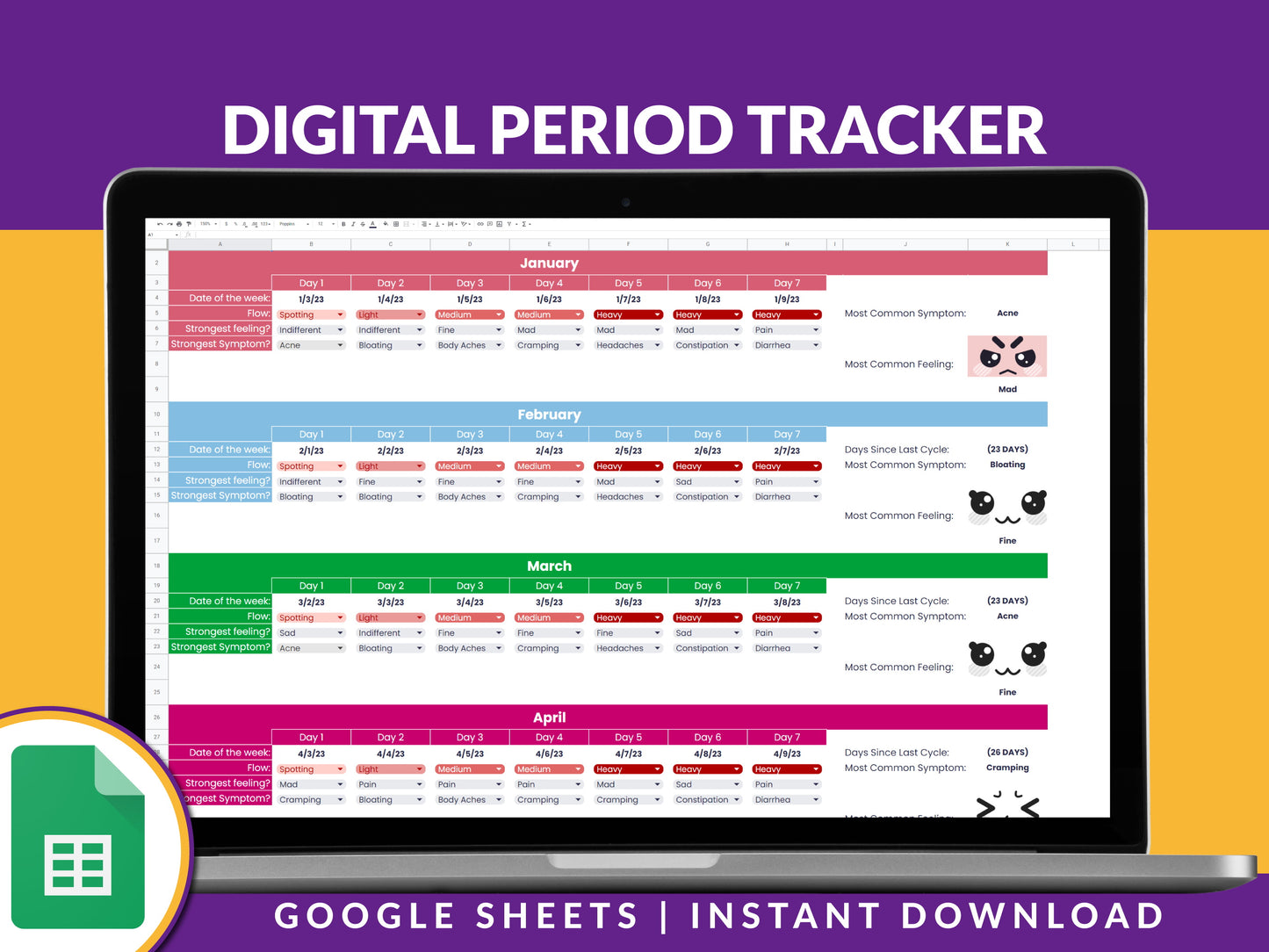 Digital Period Tracker Template