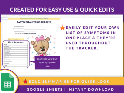 Digital Period Tracker Template