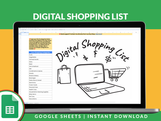 Digital Shopping List Template