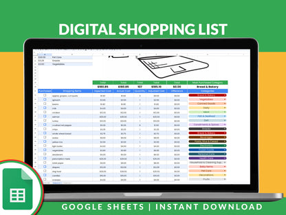 Digital Shopping List Template