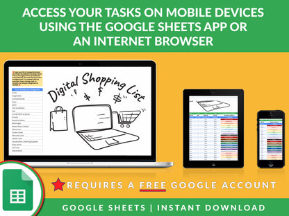Digital Shopping List Template