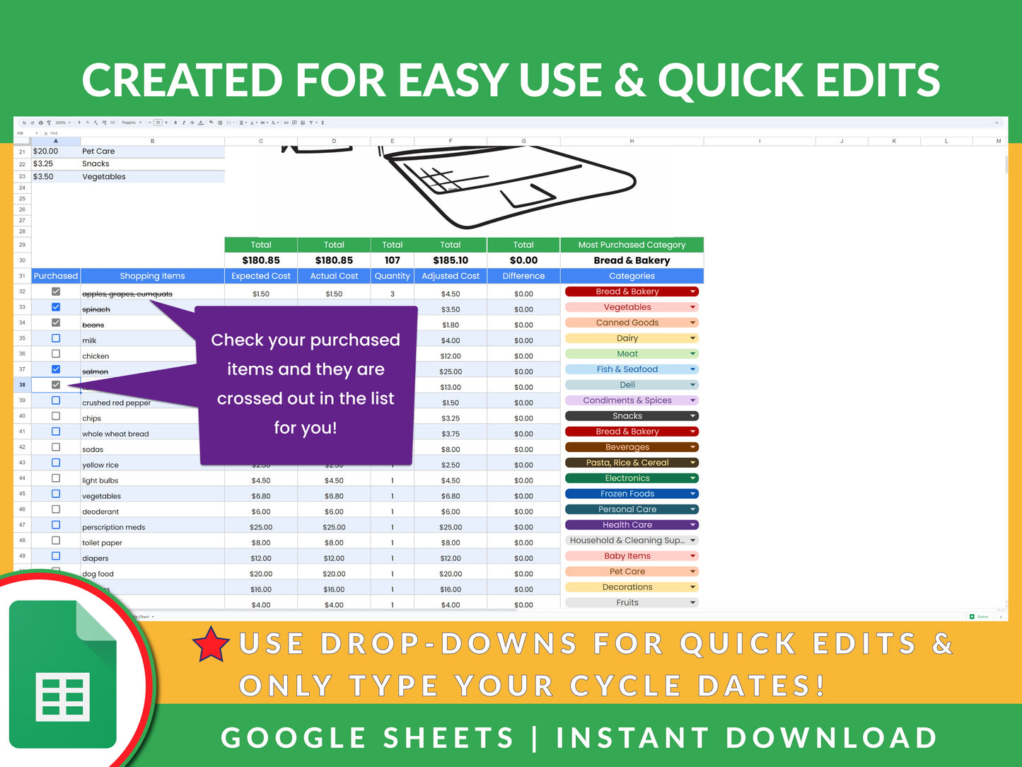 Digital Shopping List Template