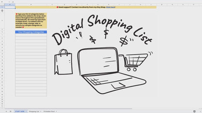 Digital Shopping List Template
