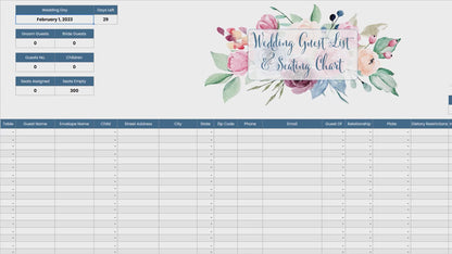 Wedding Guest List & Seating Chart Template