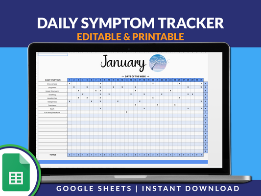 Daily Symptom Tracker and Printable Template
