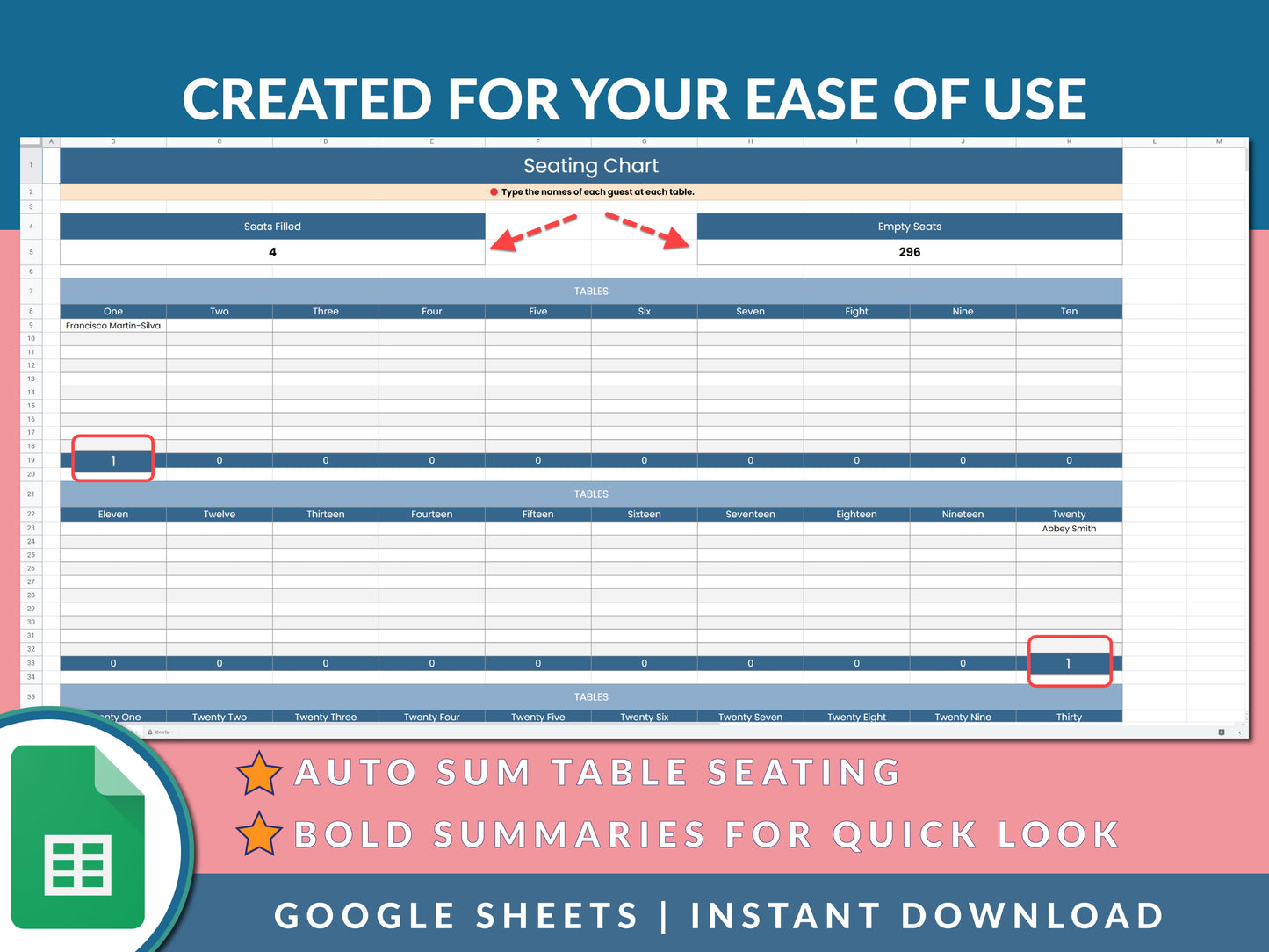 Wedding Guest List & Seating Chart Template