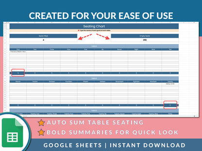 Wedding Guest List & Seating Chart Template