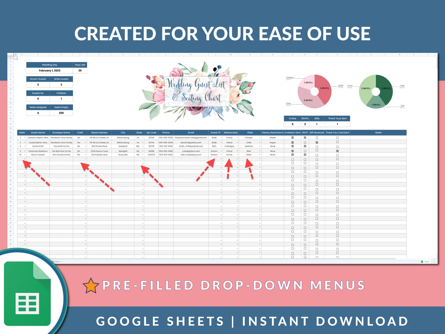 Wedding Guest List & Seating Chart Template